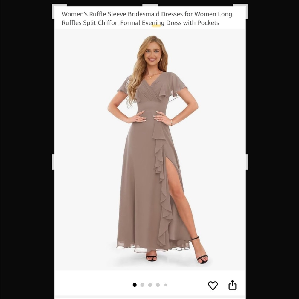 Taupe dress. Length about 53-54 inches. See pictures for other measurements.